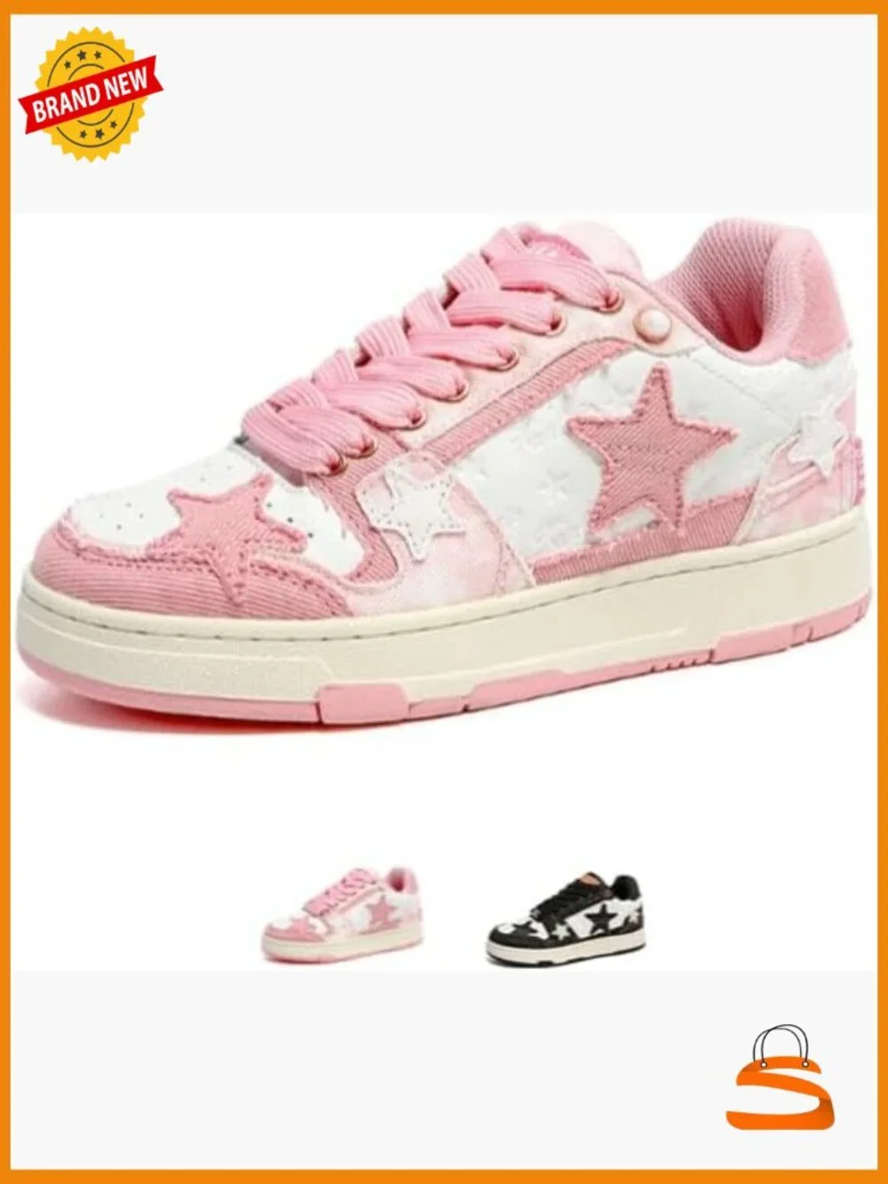 Retro Star Chunky Platform Sneakers Vintage Y2K Skate Shoes Lace-Up Mid Top